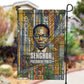 Léopold Sédar Senghor Garden Flag President Poete Portrait Futuristic African Robotic Handshake Earth and Flowers Unity - African Pride
