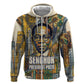 Léopold Sédar Senghor Hoodie President Poete Portrait Futuristic African Robotic Handshake Earth and Flowers Unity - African Pride