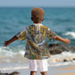 Léopold Sédar Senghor Kid Hawaiian Shirt President Poete Portrait Futuristic African Robotic Handshake Earth and Flowers Unity - African Pride