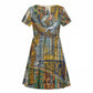 Léopold Sédar Senghor Kid Short Sleeve Dress President Poete Portrait Futuristic African Robotic Handshake Earth and Flowers Unity - African Pride
