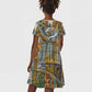Léopold Sédar Senghor Kid Short Sleeve Dress President Poete Portrait Futuristic African Robotic Handshake Earth and Flowers Unity - African Pride