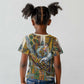 Léopold Sédar Senghor Kid T shirt President Poete Portrait Futuristic African Robotic Handshake Earth and Flowers Unity - African Pride