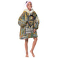 Léopold Sédar Senghor Kid Wearable Blanket Hoodie President Poete Portrait Futuristic African Robotic Handshake Earth and Flowers Unity - African Pride