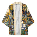 Léopold Sédar Senghor Kimono President Poete Portrait Futuristic African Robotic Handshake Earth and Flowers Unity - African Pride