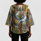 Léopold Sédar Senghor Kimono Sleeve Blouse President Poete Portrait Futuristic African Robotic Handshake Earth and Flowers Unity - African Pride