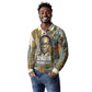 Léopold Sédar Senghor Long Sleeve Polo Shirt President Poete Portrait Futuristic African Robotic Handshake Earth and Flowers Unity - African Pride