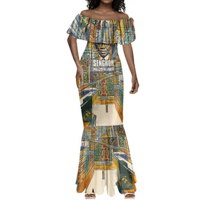 Léopold Sédar Senghor Mermaid Dress President Poete Portrait Futuristic African Robotic Handshake Earth and Flowers Unity - African Pride