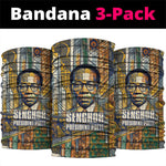 Léopold Sédar Senghor Neck Gaiter President Poete Portrait Futuristic African Robotic Handshake Earth and Flowers Unity - African Pride