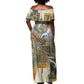 Léopold Sédar Senghor Off Shoulder Maxi Dress President Poete Portrait Futuristic African Robotic Handshake Earth and Flowers Unity - African Pride