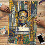 Léopold Sédar Senghor Puzzle President Poete Portrait Futuristic African Robotic Handshake Earth and Flowers Unity - African Pride
