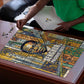 Léopold Sédar Senghor Puzzle President Poete Portrait Futuristic African Robotic Handshake Earth and Flowers Unity - African Pride