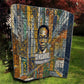 Léopold Sédar Senghor Quilt President Poete Portrait Futuristic African Robotic Handshake Earth and Flowers Unity - African Pride