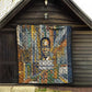 Léopold Sédar Senghor Quilt President Poete Portrait Futuristic African Robotic Handshake Earth and Flowers Unity - African Pride