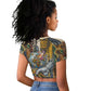 Léopold Sédar Senghor Raglan Cropped T shirt President Poete Portrait Futuristic African Robotic Handshake Earth and Flowers Unity - African Pride