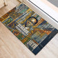 Léopold Sédar Senghor Rubber Doormat President Poete Portrait Futuristic African Robotic Handshake Earth and Flowers Unity - African Pride
