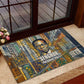 Léopold Sédar Senghor Rubber Doormat President Poete Portrait Futuristic African Robotic Handshake Earth and Flowers Unity - African Pride