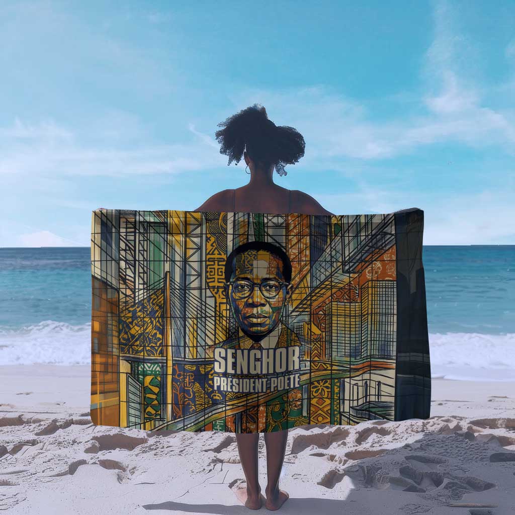 Léopold Sédar Senghor Sarong President Poete Portrait Futuristic African Robotic Handshake Earth and Flowers Unity - African Pride