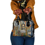 Léopold Sédar Senghor Shoulder Handbag President Poete Portrait Futuristic African Robotic Handshake Earth and Flowers Unity - African Pride