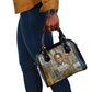 Léopold Sédar Senghor Shoulder Handbag President Poete Portrait Futuristic African Robotic Handshake Earth and Flowers Unity - African Pride