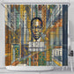 Léopold Sédar Senghor Shower Curtain President Poete Portrait Futuristic African Robotic Handshake Earth and Flowers Unity - African Pride