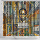 Léopold Sédar Senghor Shower Curtain President Poete Portrait Futuristic African Robotic Handshake Earth and Flowers Unity - African Pride