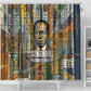 Léopold Sédar Senghor Shower Curtain President Poete Portrait Futuristic African Robotic Handshake Earth and Flowers Unity - African Pride