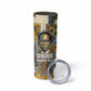 Léopold Sédar Senghor Skinny Tumbler President Poete Portrait Futuristic African Robotic Handshake Earth and Flowers Unity - African Pride
