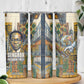 Léopold Sédar Senghor Skinny Tumbler President Poete Portrait Futuristic African Robotic Handshake Earth and Flowers Unity - African Pride