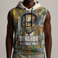 Léopold Sédar Senghor Sleeveless Hoodie President Poete Portrait Futuristic African Robotic Handshake Earth and Flowers Unity - African Pride