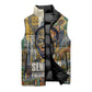 Léopold Sédar Senghor Sleeveless Puffer Jacket President Poete Portrait Futuristic African Robotic Handshake Earth and Flowers Unity - African Pride