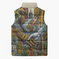 Léopold Sédar Senghor Sleeveless Puffer Jacket President Poete Portrait Futuristic African Robotic Handshake Earth and Flowers Unity - African Pride
