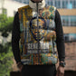 Léopold Sédar Senghor Sleeveless Puffer Jacket President Poete Portrait Futuristic African Robotic Handshake Earth and Flowers Unity - African Pride