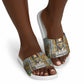 Léopold Sédar Senghor Slide Sandals President Poete Portrait Futuristic African Robotic Handshake Earth and Flowers Unity - African Pride
