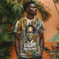 Léopold Sédar Senghor T shirt President Poete Portrait Futuristic African Robotic Handshake Earth and Flowers Unity - African Pride