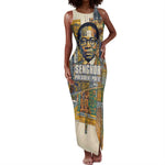 Léopold Sédar Senghor Tank Maxi Dress President Poete Portrait Futuristic African Robotic Handshake Earth and Flowers Unity - African Pride