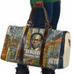 Léopold Sédar Senghor Travel Bag President Poete Portrait Futuristic African Robotic Handshake Earth and Flowers Unity - African Pride