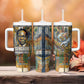 Léopold Sédar Senghor Tumbler With Handle President Poete Portrait Futuristic African Robotic Handshake Earth and Flowers Unity - African Pride