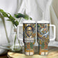 Léopold Sédar Senghor Tumbler With Handle President Poete Portrait Futuristic African Robotic Handshake Earth and Flowers Unity - African Pride