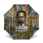 Léopold Sédar Senghor Umbrella President Poete Portrait Futuristic African Robotic Handshake Earth and Flowers Unity - African Pride