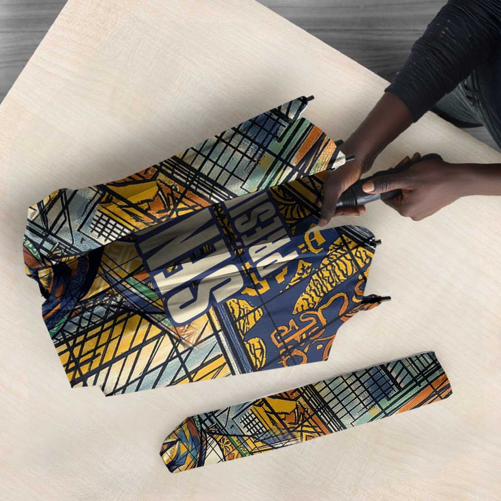 Léopold Sédar Senghor Umbrella President Poete Portrait Futuristic African Robotic Handshake Earth and Flowers Unity - African Pride