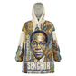 Léopold Sédar Senghor Wearable Blanket Hoodie President Poete Portrait Futuristic African Robotic Handshake Earth and Flowers Unity - African Pride