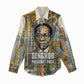 Léopold Sédar Senghor Women Casual Shirt President Poete Portrait Futuristic African Robotic Handshake Earth and Flowers Unity - African Pride