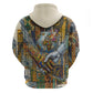 Léopold Sédar Senghor Zip Hoodie President Poete Portrait Futuristic African Robotic Handshake Earth and Flowers Unity - African Pride