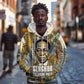 Léopold Sédar Senghor Zip Hoodie President Poete Portrait Futuristic African Robotic Handshake Earth and Flowers Unity - African Pride