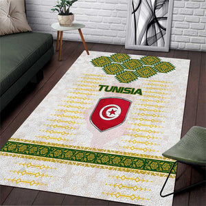 Tunisia Flag Area Rug with National Crest and Emblem