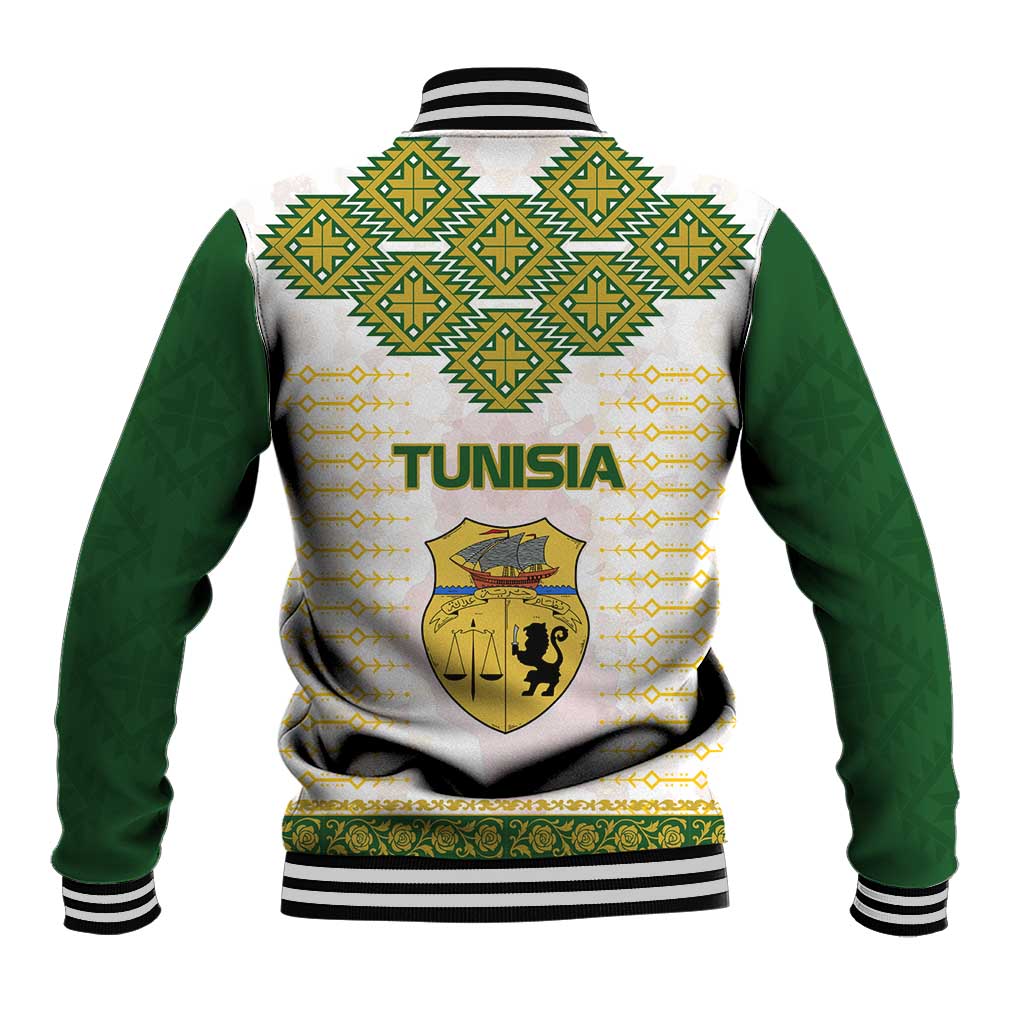 Tunisia Flag Baseball Jacket with National Crest and Emblem