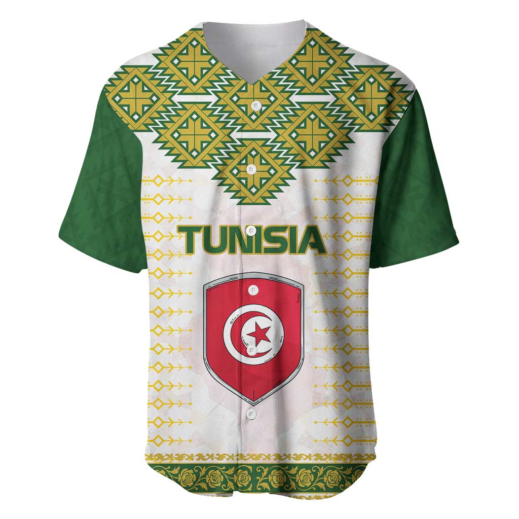 Tunisia Flag Baseball Jersey with National Crest and Emblem