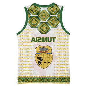 Tunisia Flag Basketball Jersey with National Crest and Emblem - African Pride