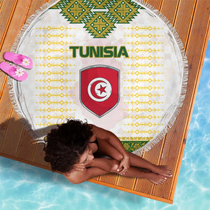 Tunisia Flag Beach Blanket with National Crest and Emblem