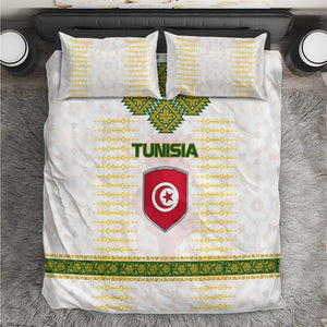 Tunisia Flag Bedding Set with National Crest and Emblem